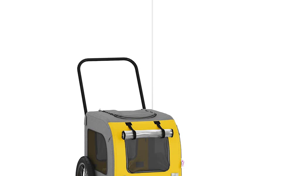 Причіп для собак vidaXL, жовтий, 125 x 53 x 54 см, до 45 кг, з прапором та відбивачами