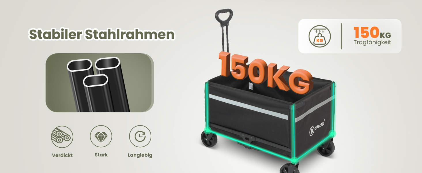 Складаний вагончик Bollerwagen 120L з дашком, 120кг, для пляжу, кемпінгу, собак, покупок та транспортування