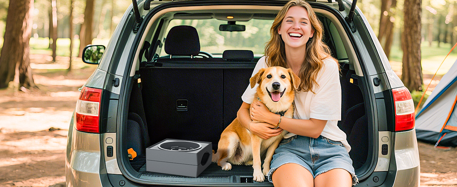 Набір мисок для собак X-BEN 3-в-1: миска для води з захистом від пролиття 1.4L, миска від захлипування 1L, годівниця з 5 рівнями регулювання висоти, для середніх та великих собак, антиковзаюча, сіра