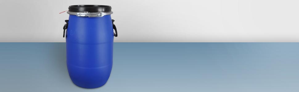 Пластикове відро Plasteo® 30 літрів з кришкою на затискач | Харчовий пластик | Контейнер для корму | Герметичне закриття | Складається в стос та підходить для палет | Міцні ручки | Синій