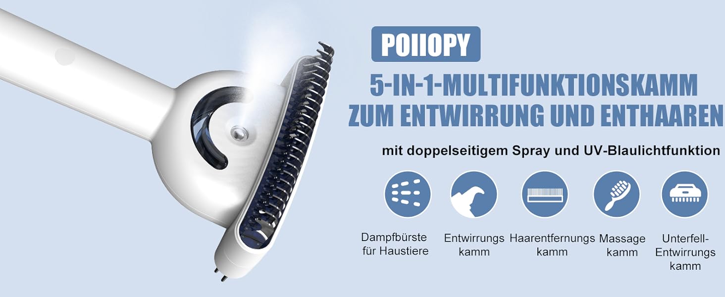 Двостороння щітка для підшерстка та парова щітка для собак та котів з 2 рівнями розпилення, широка розпушувальна щітка для довгошерстих тварин з ковтунами, інструмент для догляду та масажу