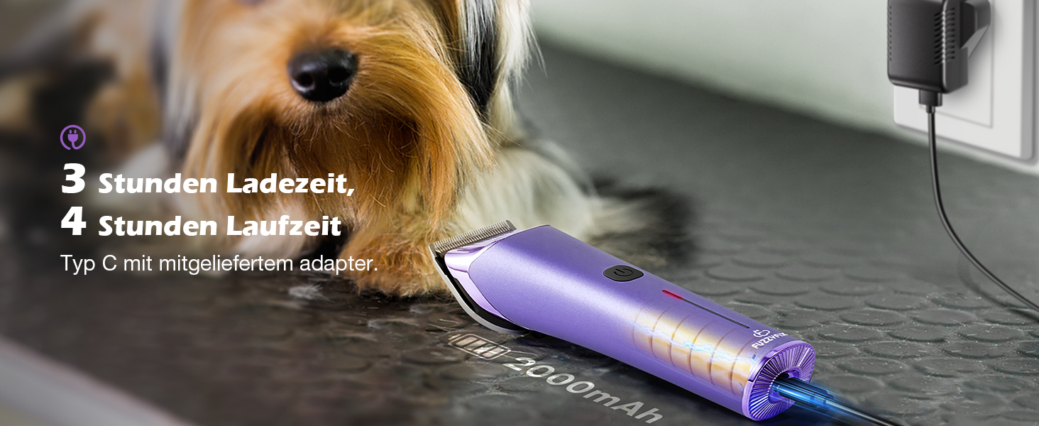 Професійна машинка для стрижки собак FuzzyFix з запасним лезом, 5-в-1, знімає шерсть з собак, котів та коней, лілова