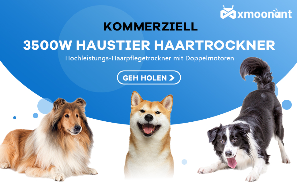Сушарка для собак Mxmoonant 3500W з подвійним мотором - для великих і довгошерстих собак, професійний догляд за тваринами, 4 насадки та велика щітка
