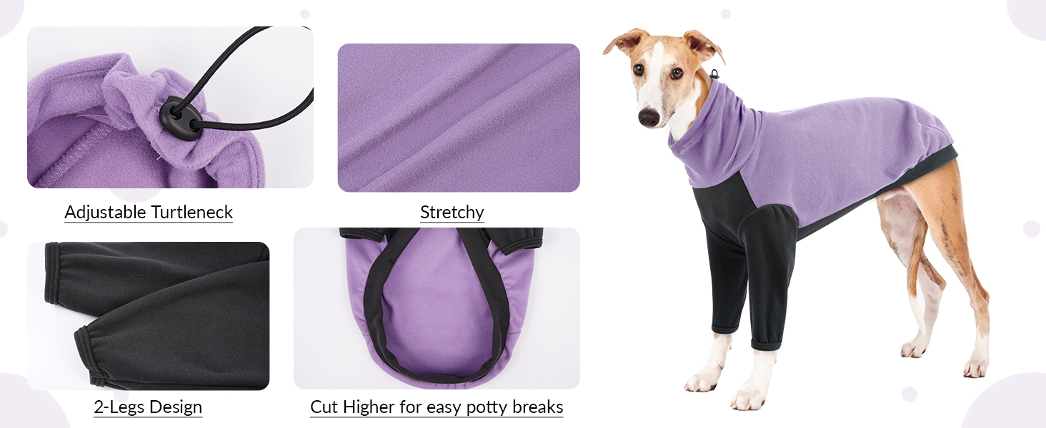 Тепла флісова роба для віндхундів (гріхунди), флісова куртка для віндхундів, одяг Gago для зими, зручний стиль для віндхундів, що мерзнуть (Армійний зелений, фіолетовий, S)