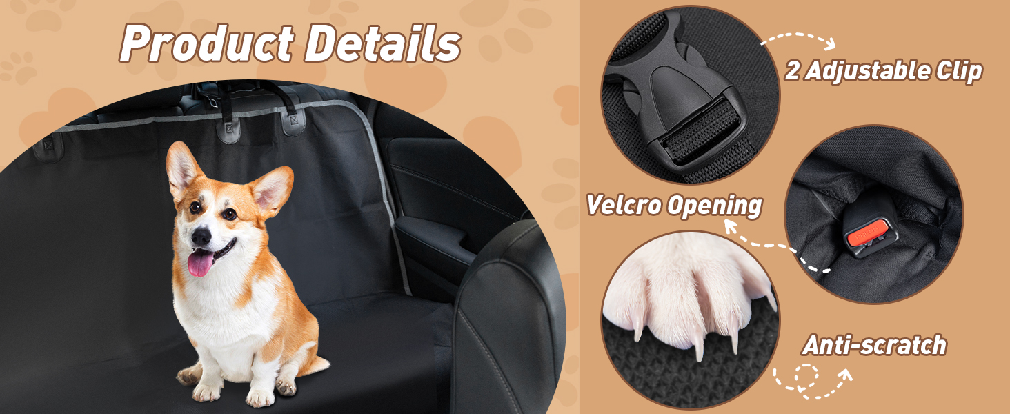 Чохли на сидіння для собак Nobleza: водонепроникні, зносостійкі, універсальні, чорні, 140x110 см