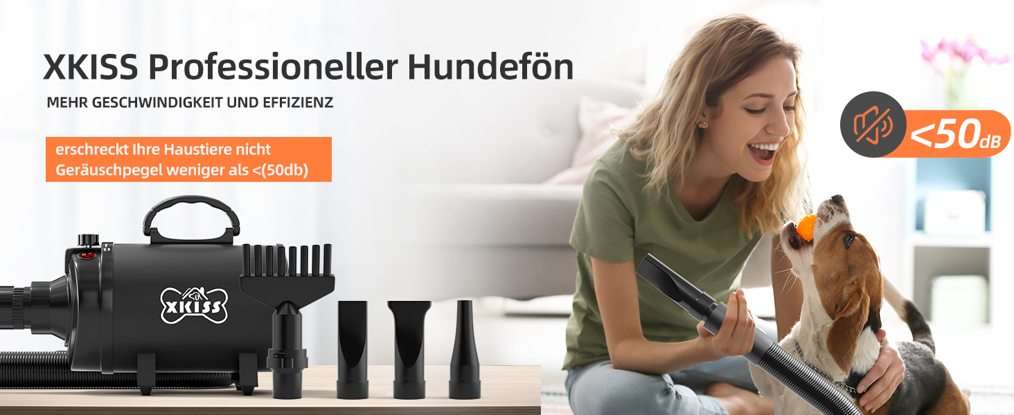 XKISS Професійний набір для догляду за собаками: машинка для стрижки шерсті, фен та пилосос для шерсті (чорний)