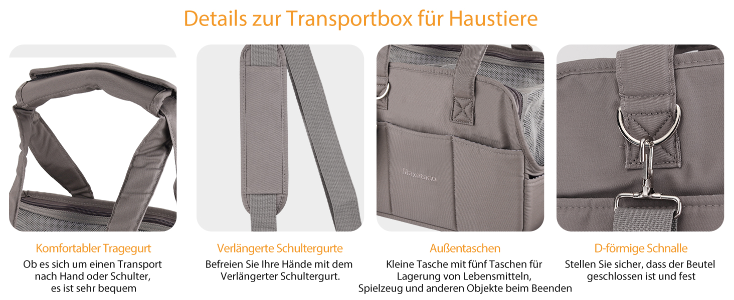 Сумка-переноска для собак та котів Maxetodo, маленька, сіра, 16 x 27 x 34 см