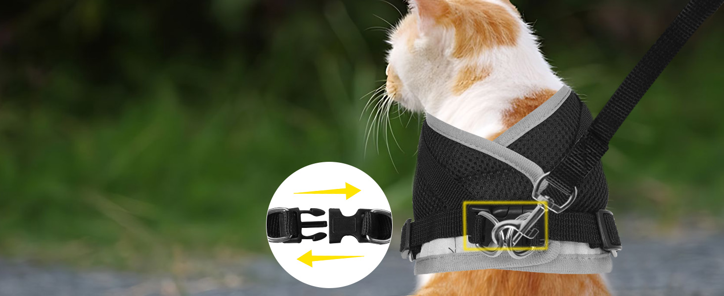 Нашийник для кота Bindokun з повідком, антивитік, комплект, чорний, S