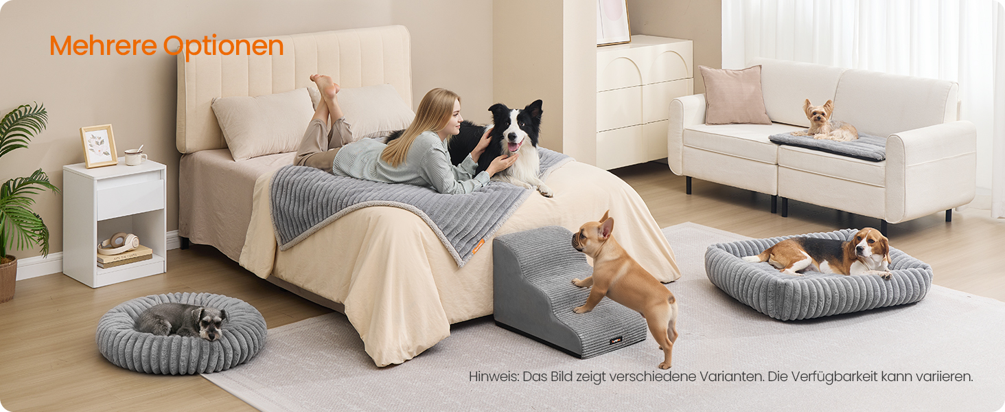 Feandrea Крісло-ліжко для собак, велике ортопедичне, знімний чохол, м'яка підстилка, 91 x 68 x 18 см, сірий (PGW312GD01 L)