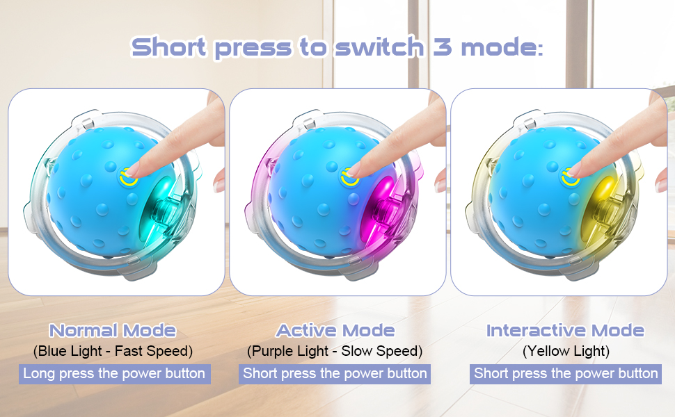 Інтерактивна іграшка для котів PUHOHUN: автоматичний м'ячик, що рухається, з функцією самостійної розваги. Безшумна, з активізацією руху та звуком. Blue