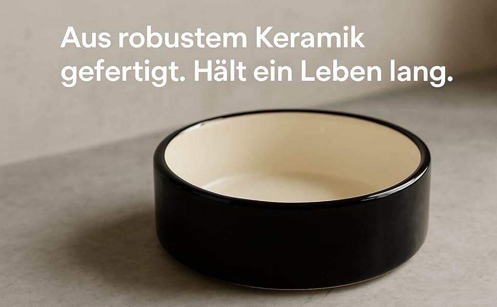 Миска для собак Flamingo Rocky з кераміки, 1700 мл, чорно-біла, для великих собак, миється в посудомийній машині