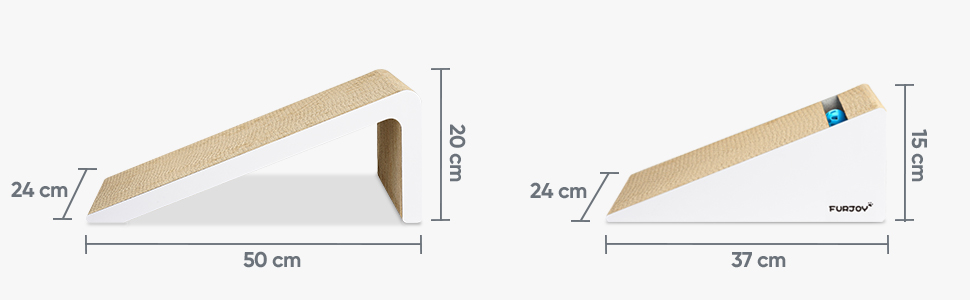 Furjoy Котячий Драпак Вертикальний 2-в-1, Драпак-Килимок, Лаунж, з Котячою М'ятою та Дзвіночком (50 x 24 x 20 см, 37 x 24 x 15 см)