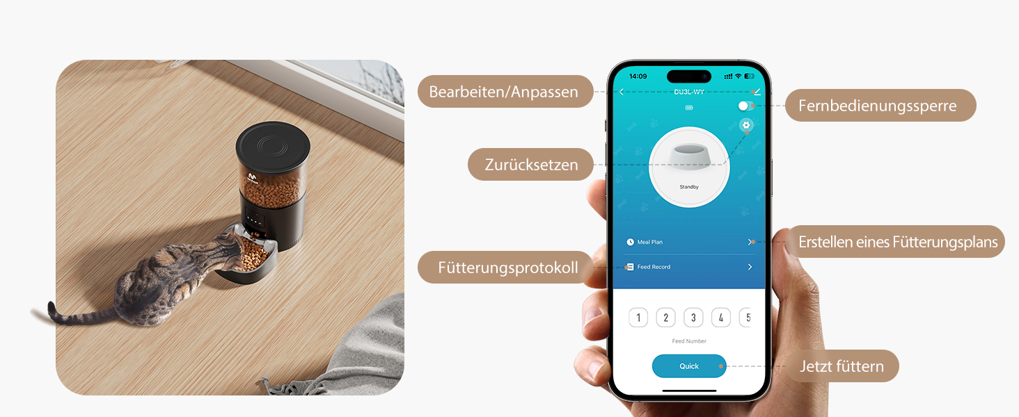 Автомат годівлі для котів та собак IMIPAW з Wi-Fi, 3L, чорний | Програмований диспенсер корму з APP-керуванням, 5G/2.4G, 1-10 прийомів на день