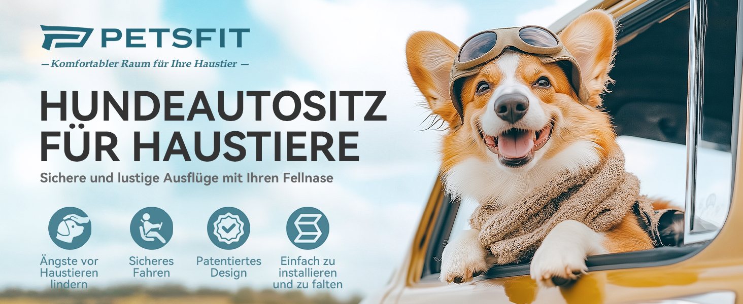 PETSFIT Автокрісло для собак, підняте на 12.5 см, чорний, для собак до 12 кг