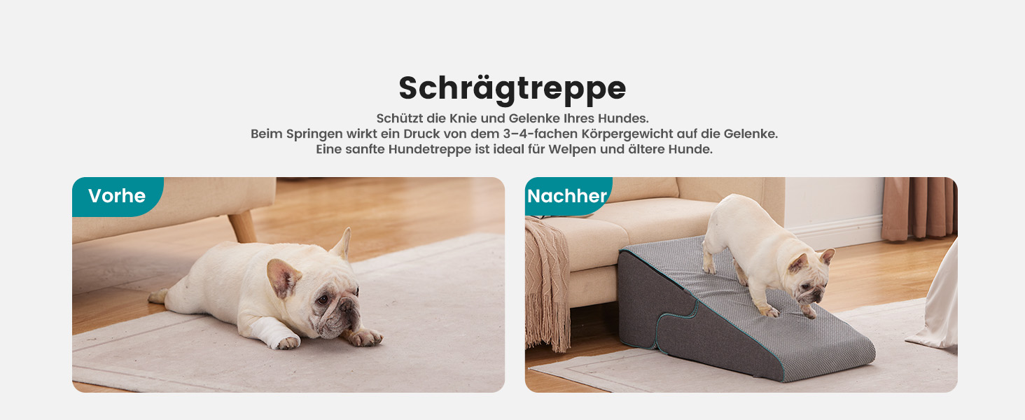 Східці для собак Garder Pet - 35/42 см, 3 сходинки, з високощільної піни, з водонепроникним антиковзким покриттям для ліжка, дивану, софи, сірі