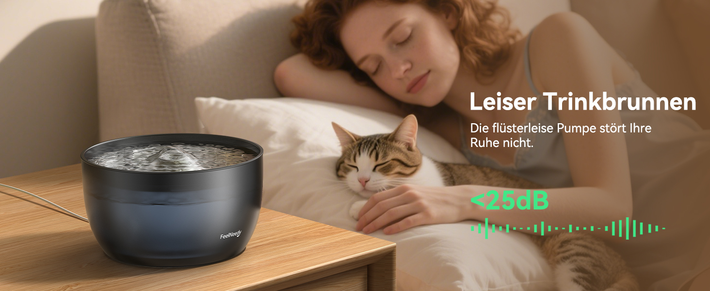 Фонтанчик для котів FEELNEEDY 3L з фільтром з активованого вугілля - фонтанчик для котів з нержавіючої сталі, прозорий резервуар, чорний колір