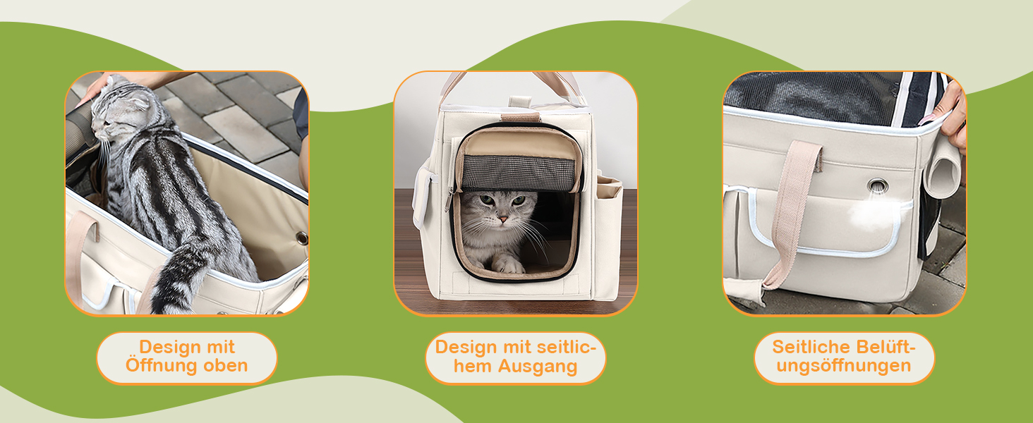 Транспортна переноска для котів та собак ALLSOPETS, складана, портативна, з м'якими кишенями, для подорожей, кемпінгу, хати, Бежева