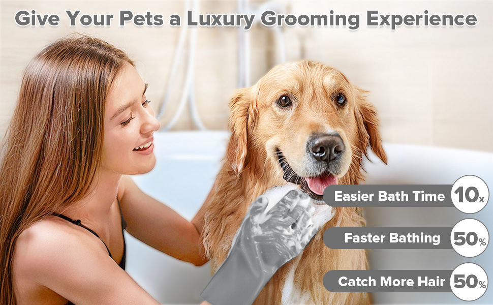 Набір для миття собак 4-в-1: рушник, рукавичка, гребінець, щітка для масажу – ідеальний догляд за вашим улюбленцем (сірий)