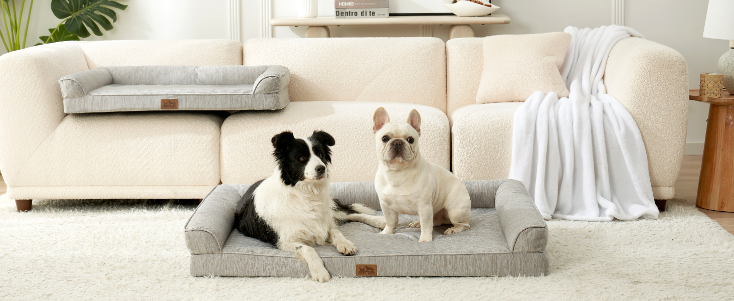 Ортопедичне ліжко для собак COZY KISS XL, 107x76x18 см - ліжко для великих собак з яйцеподібною піною та знімним чохлом