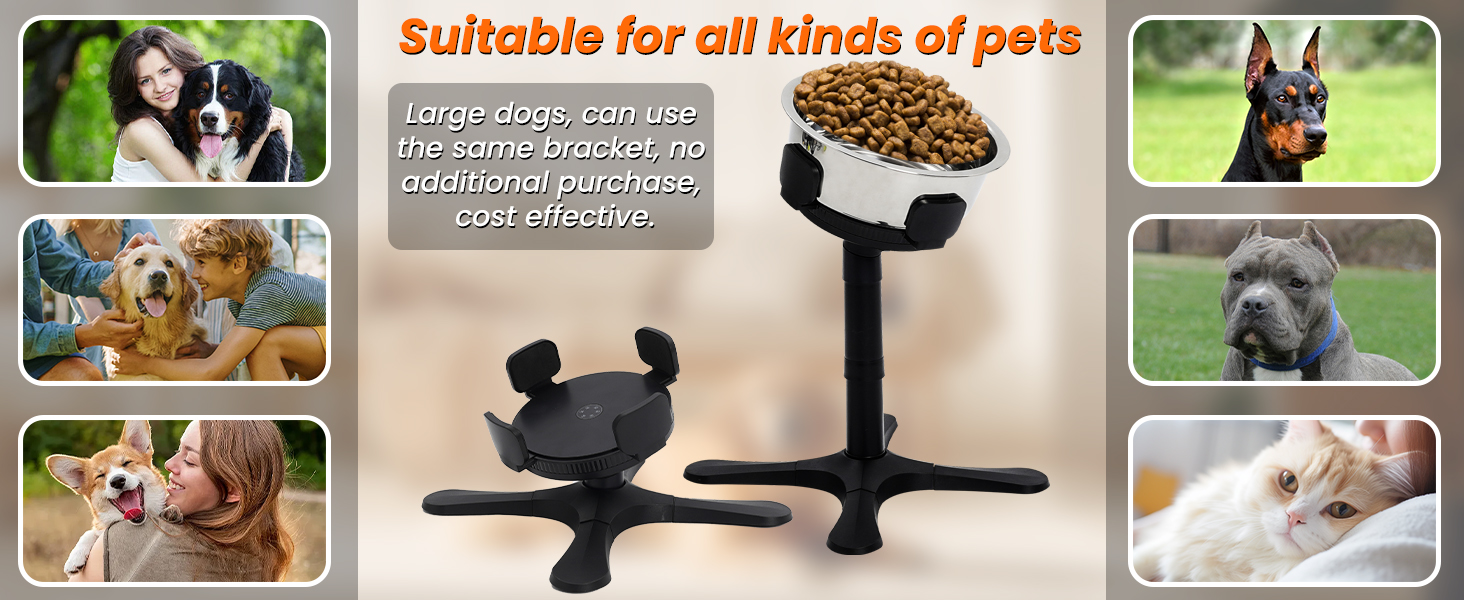 Підвищена годівниця для собак на регульованому підставці, 3 рівня та кут нахилу, сумісна з різними мисками, годівниця для собак із нержавіючої сталі для середніх та великих собак