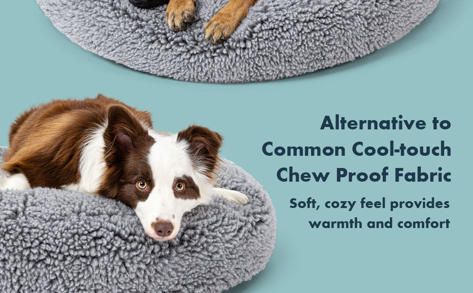 Лежанка для собак з міцного матеріалу, стійка до кусання - кругла, пухнаста, для агресивних собак, 63 см, сірий колір