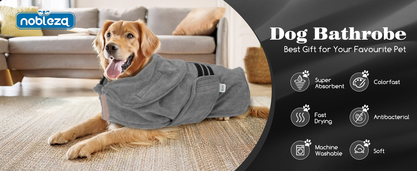 Рушник для собак та котів Nobleza Mikrofaer: швидко сохне, м'який, 5 розмірів, сірий (L)