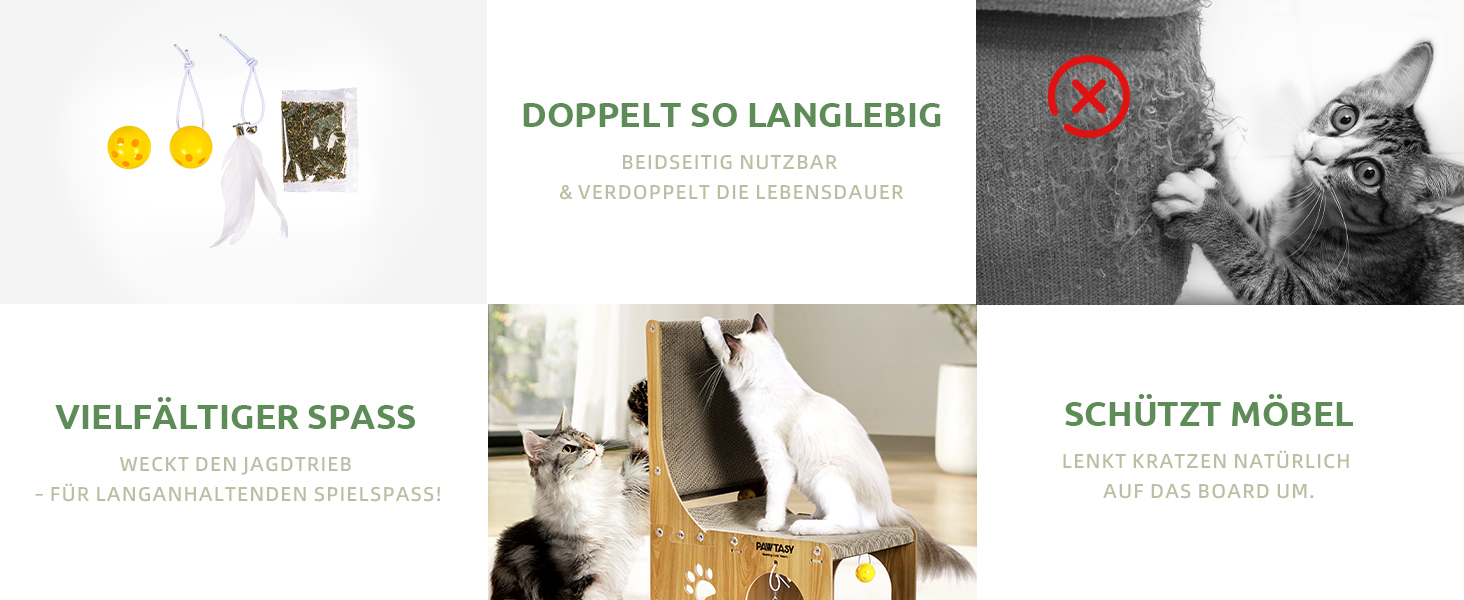 Котячий кігтетоп Pawtasy 2 в 1: для стіни та кута, з іграшкою-м'ячиком, захист меблів