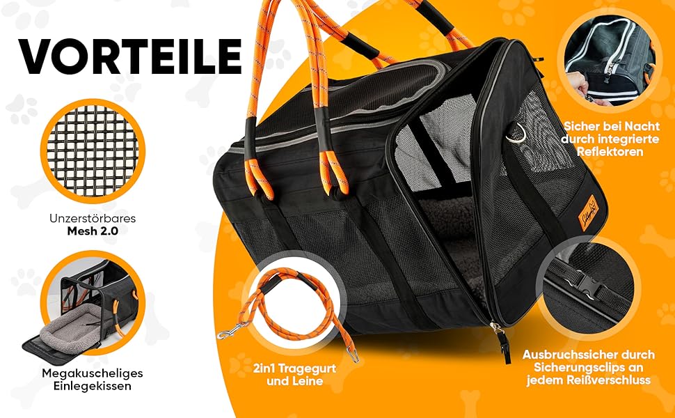 Транспортна сумка для собак Schleppo, 7 кг, дихаюча - для автомобіля та дому - водовідштовхувальна та безпечна - також підходить для транспортування котів - переноска для собак