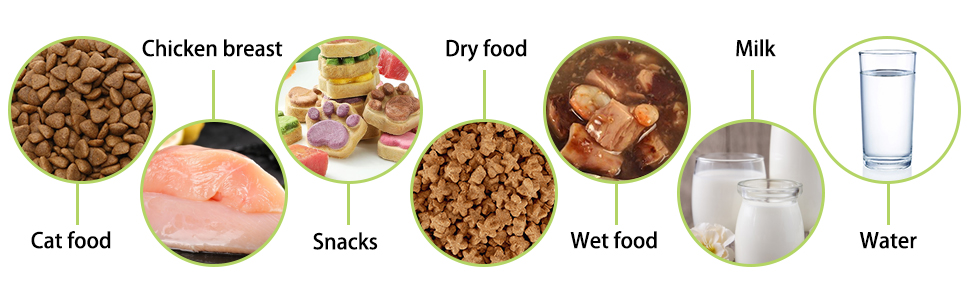 Набір мисок для котів та собак Kathson: похилі, антивитікаючі, для корму, білі та чорні