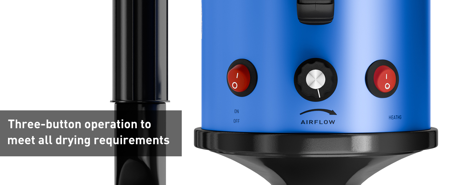 Фен для собак Blower - тихий, 4.5 PS / 3200W, регулювання швидкості, 4 насадки, синій