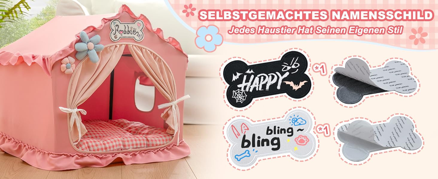 Будка для собак Jiupety, рожева, для дому, 43x43x43 см, складана, для собак 4-9 кг