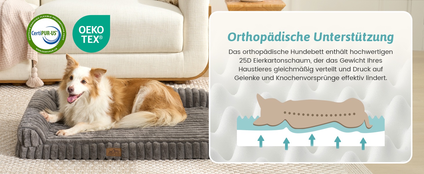 Ортопедичне ліжко для собак з штучним хутром, L-подібне, 76x51x15 см, Бежеве