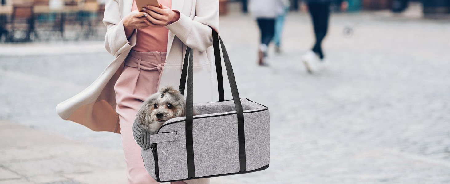 Автокрісло для собак та котів на середню консоль, стабільне, з ременем, знімний, миючий, для собак та котів до 6 кг (замша)