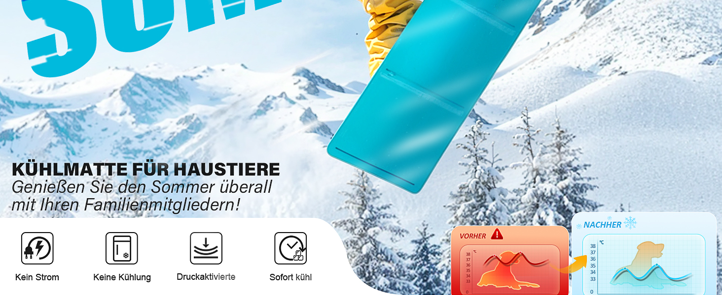 Кühlmatte для собак Pawtasy: охолоджуючий килимок для собак великих та середніх порід, 100 x 60 см, блакитний
