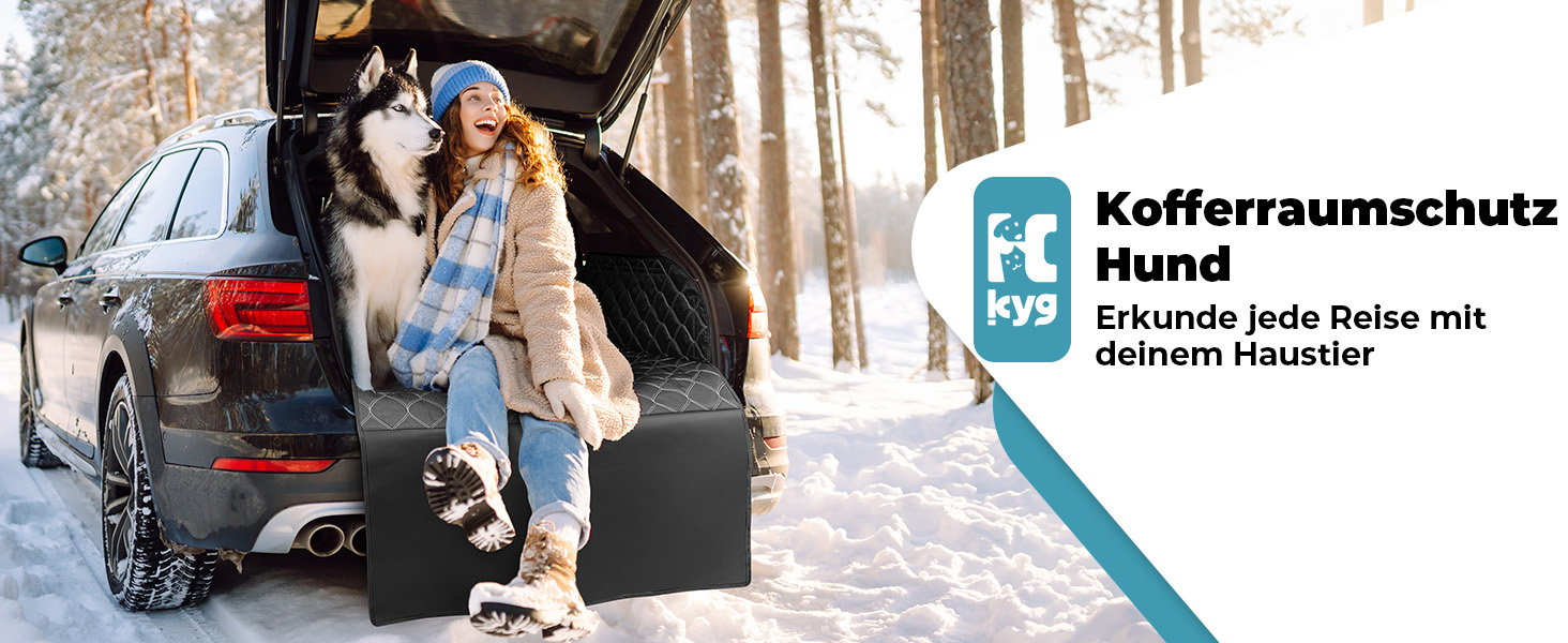 Захист для багажника авто: килимок для собак KYG, водовідштовхувальний, антикіготкові бортики, 215x110 см, чорний