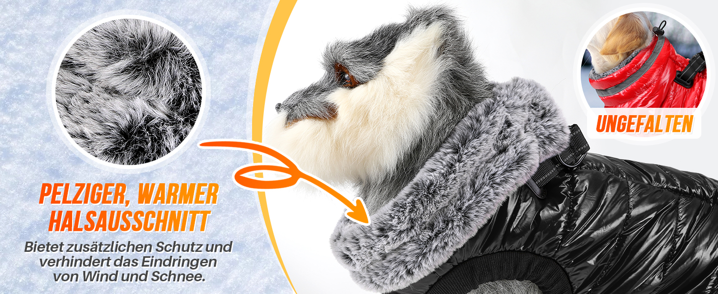 Водонепроникний собачий плащ з шлейкою, флісова комір-стійка, тепла зимова куртка для собак з подвійним блискавкою, куртка для собак з відбиваючими елементами, червоний, розмір S