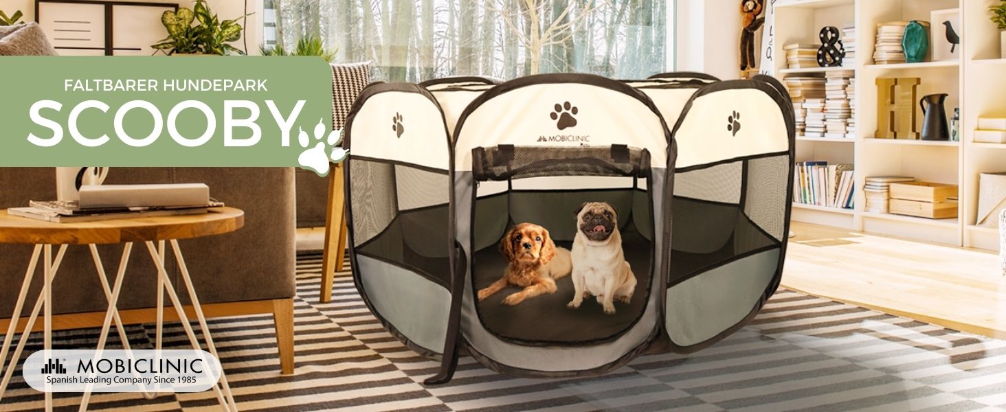 Mobiclinic® Pets: Двосторонній вольєр для цуценят, сірий, 114x114x58 см, Scooby