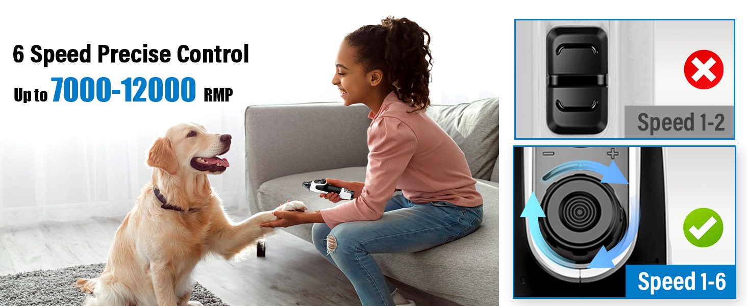 Шліфувальник кігтів для собак Casfuy Smarter Krallenschleifer - 6 режимів, 2 LED-лампи, тихий, акумуляторний, для собак та котів великих, середніх та маленьких порід