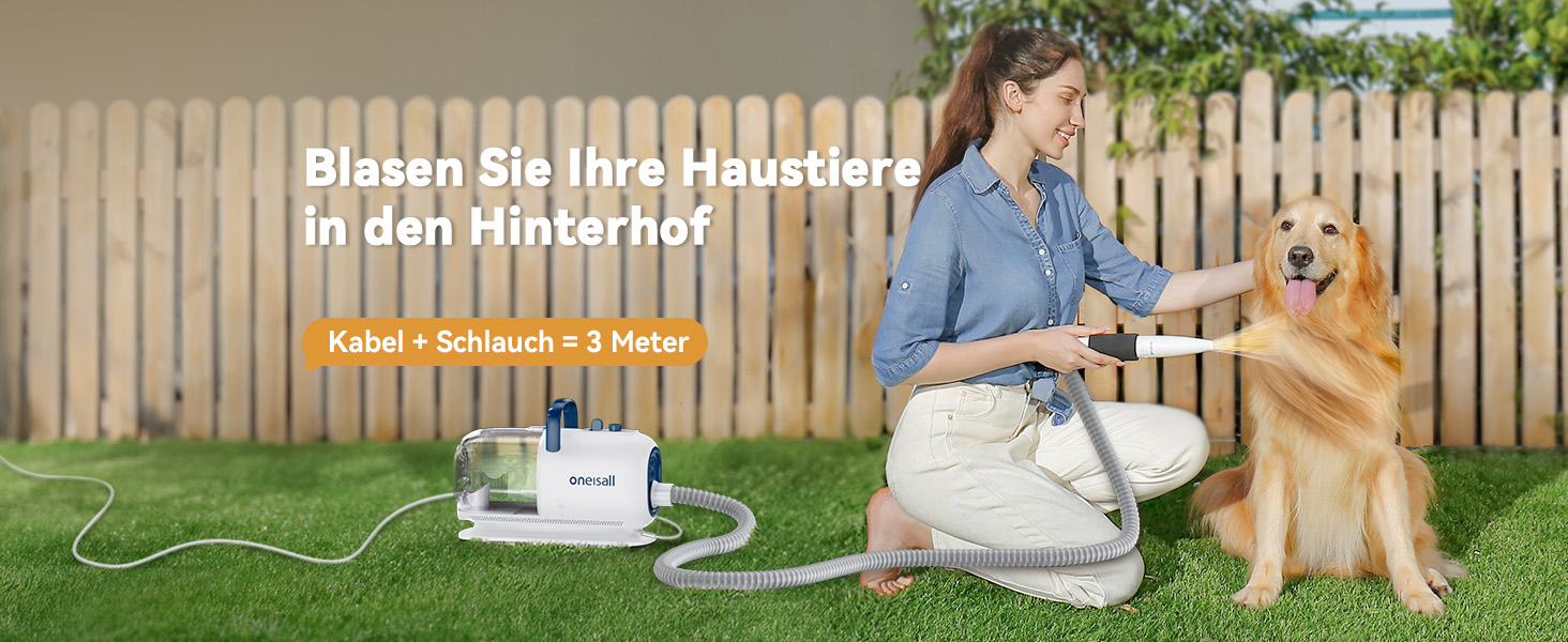 Машина для стрижки собак Oneisall з пилососом та сушаркою, 2.5L контейнер для сміття, 7 рівнів температури сушіння, тиха машинка для стрижки собак та котів, потужність всмоктування 15000Pa, професійний набір для догляду за тваринами з 8 інструментами