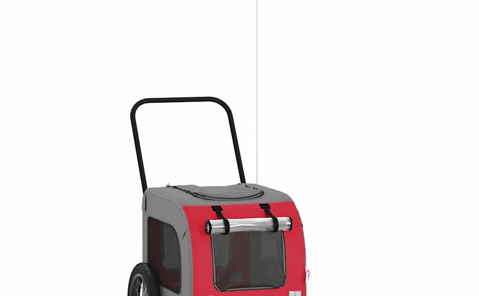 Причіп для собак VidaXL - червоний, 125x53x54 см, до 45 кг, з прапором та відбивачами