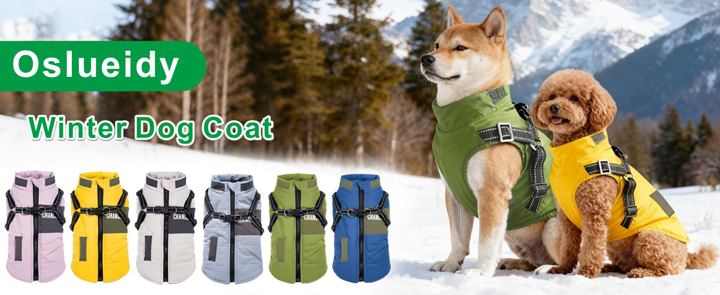 Зимова куртка для собак Oslueidy, тепла водонепроникна жилетка для цуценят та собак середніх розмірів, жовта