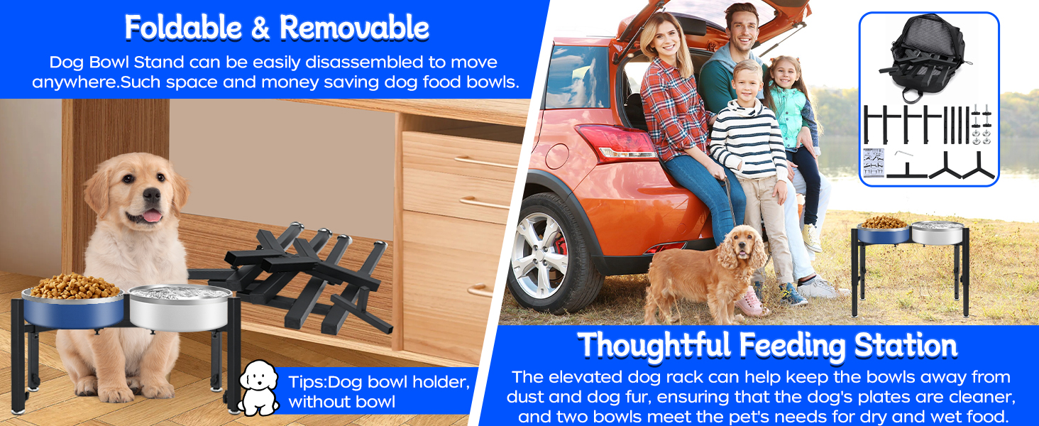 Підставка для корму для собак, регульована по висоті, металева, Quadrangle