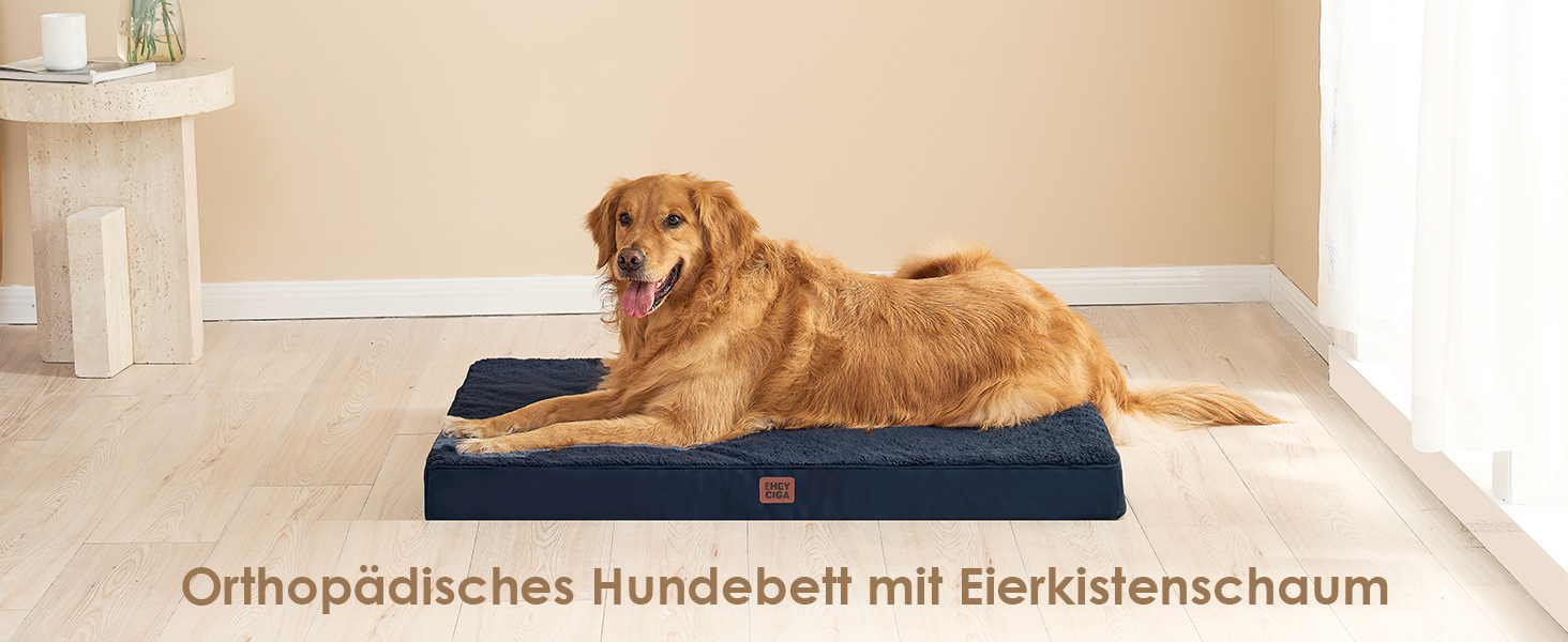 Ортопедичне ліжко для собак середніх порід EHEYCIGA, 89x58x9 см, м'яке, знімний чохол, блакитне