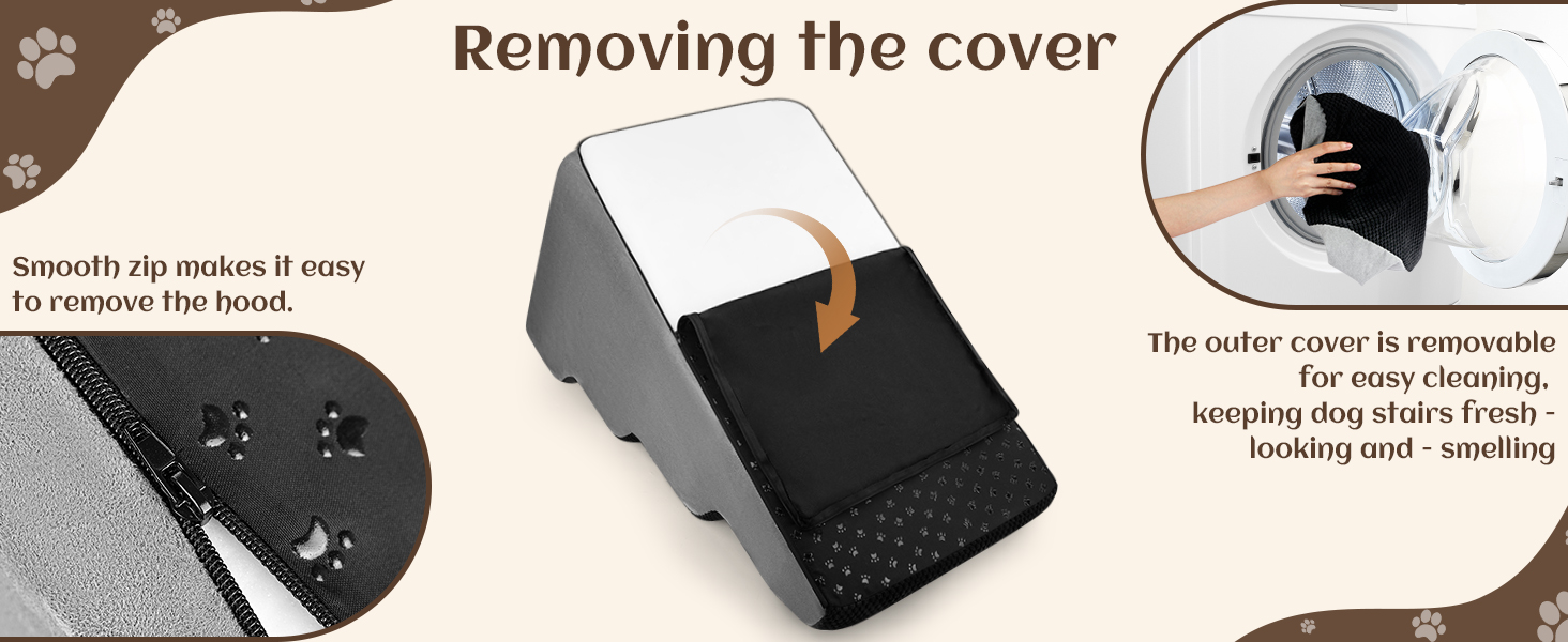 Східці для собак та котів JUOIFIP, 4 сходинки, для маленьких порід, з губчастою поверхнею, чорного кольору