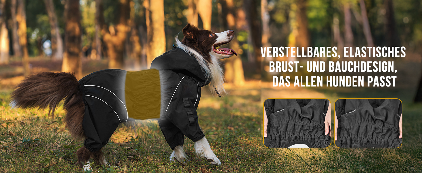 Регульована дощова куртка для собак OneTigris RIDERSTORM, чорна, XL (машинне прання)