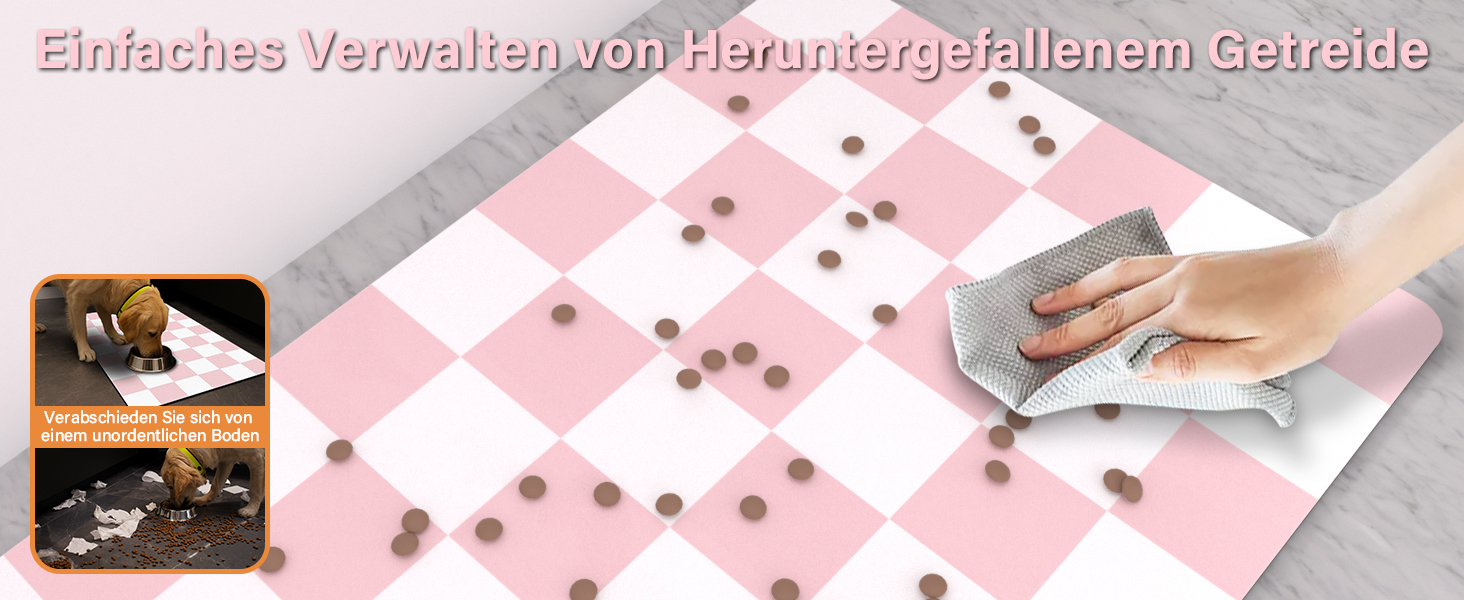 Килимок для годівлі котів та собак BLESWIN - антиковзкий килимок під миски для тварин, 71x42 см, чорно-білий