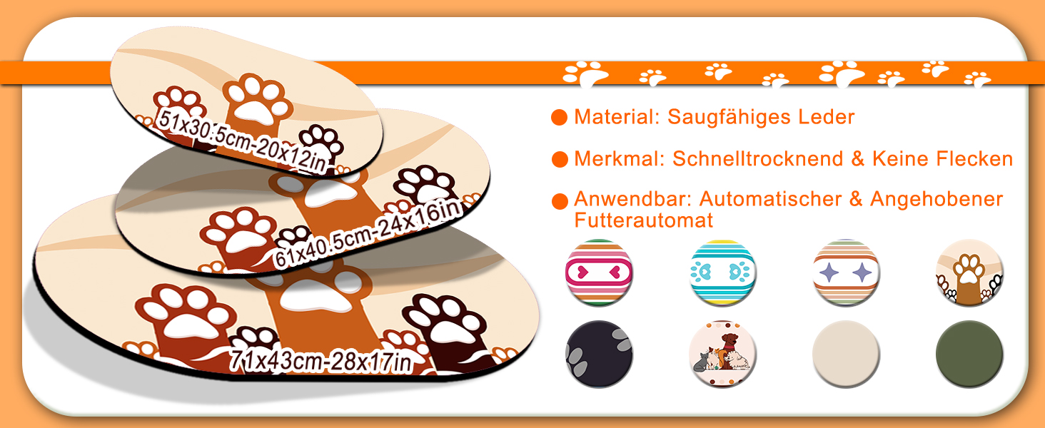 Підкладка під годівницю для собак, вбираюча, 61x40.5 см, нековзна, з гумовою основою, бежева, Paw