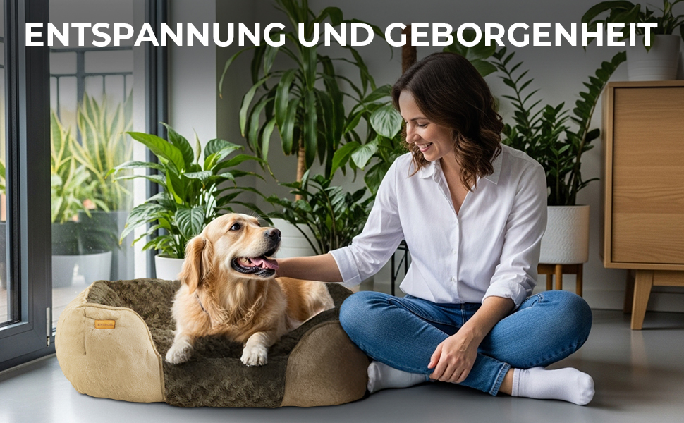 Зручне собаче ліжко: м'яке та затишне, для маленьких собак (колір коричневий, розмір L)