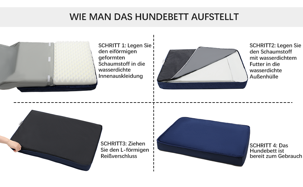 Ортопедичне ліжко для собак великих порід, водонепроникний знімний чохол, неслизьке, миється, блакитне, 105x70x10 см