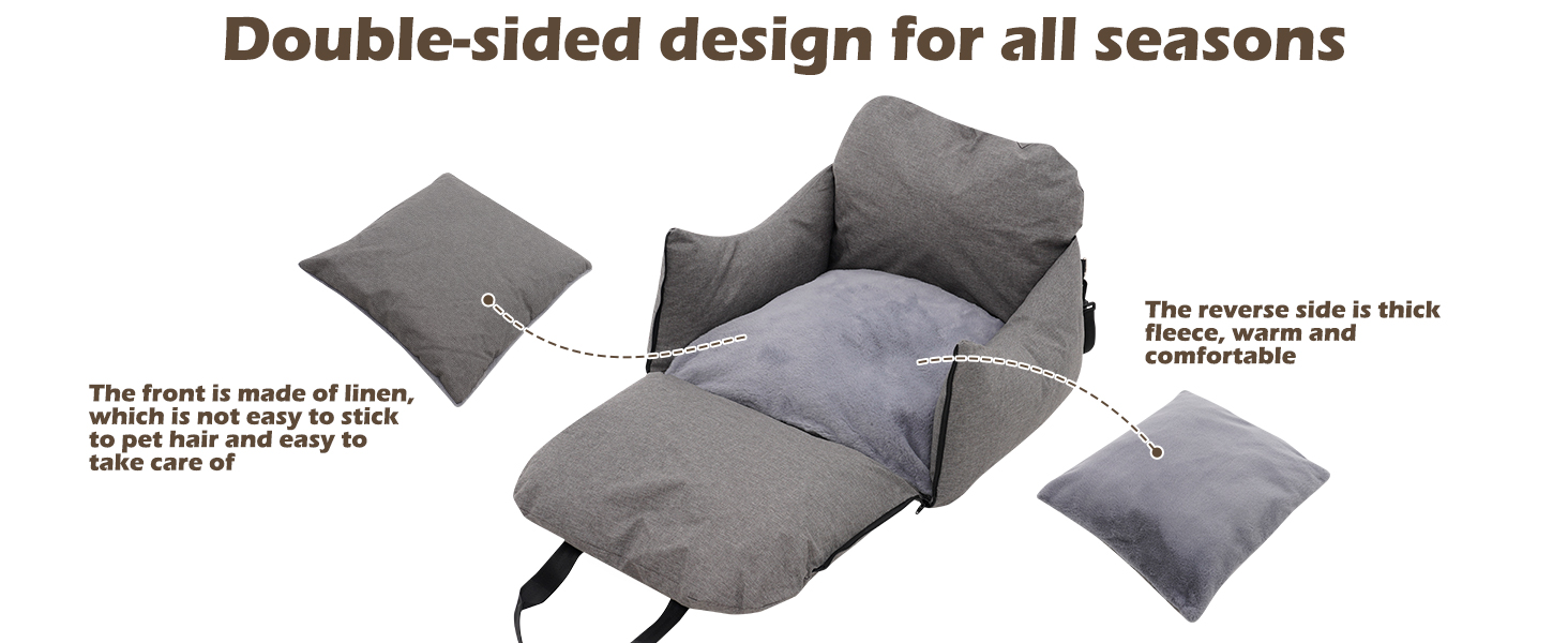 Автомобільний лежак для собак, знімний та миючий, неслизький, для маленьких та середніх собак, з ременями безпеки та бічними кишенями, підходить для будь-якого авто